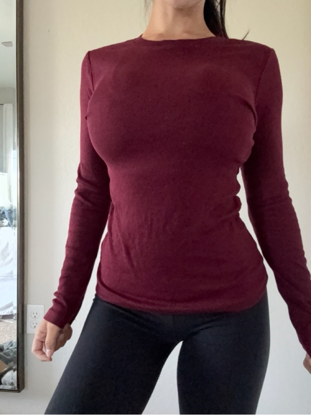 Target Women's Long Sleeve Crew Neck Top in Deep Wine